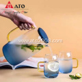 ATO Blue Crystal Glass Pitcher Water Kettle Jug